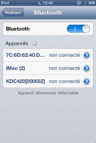 Koamtac KDC400 reconnu par un iPod (IOS)