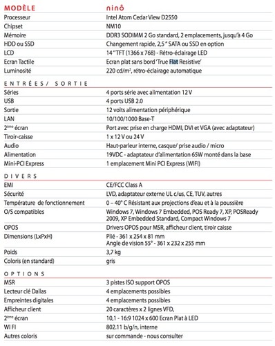 Fiche technique du Nin