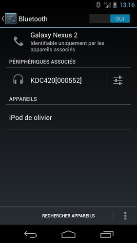 Koamtac KDC400 reconnu sur un Samsung Android