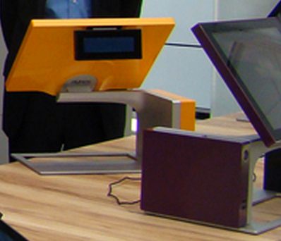 Terminal Point de Vente Sango d'Aures Technologies : orange et violet